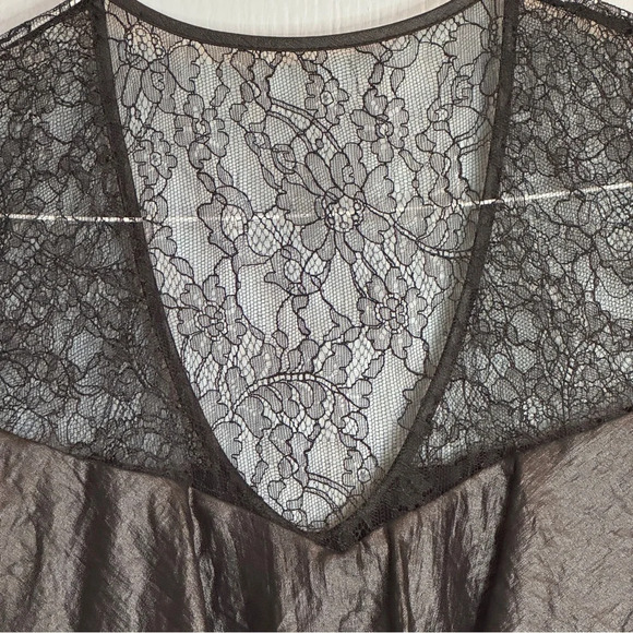 BCBGMAXAZRIA Black Ruffle Woven Tiered Lace Dress  Cap Sleeve V‎ Neck EUC Sz S - Picture 5 of 14